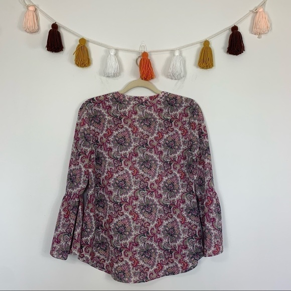 J. Crew Pink Paisley Bell Sleeve Blouse Size Small - Picture 11 of 11